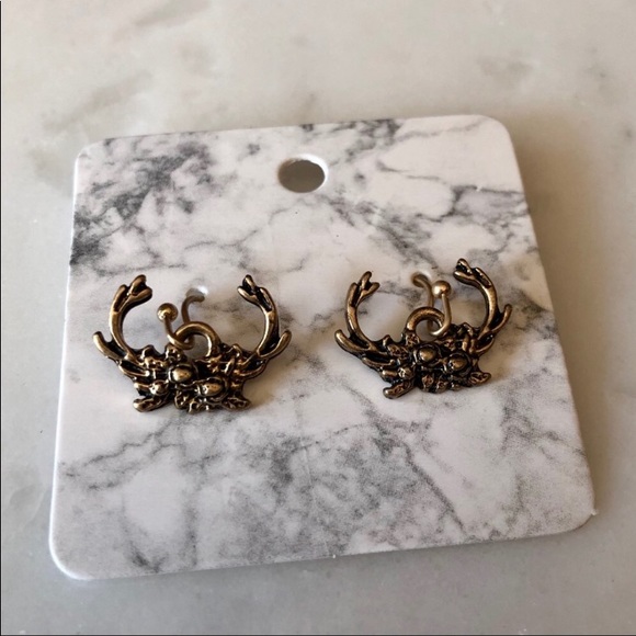 Skull and Arrow Shop Jewelry - Gold Antler Crown Earrings